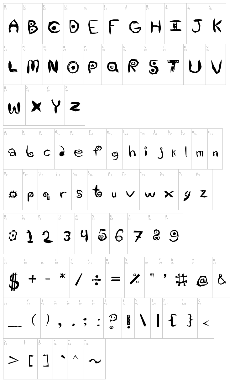 Utopian Law font map